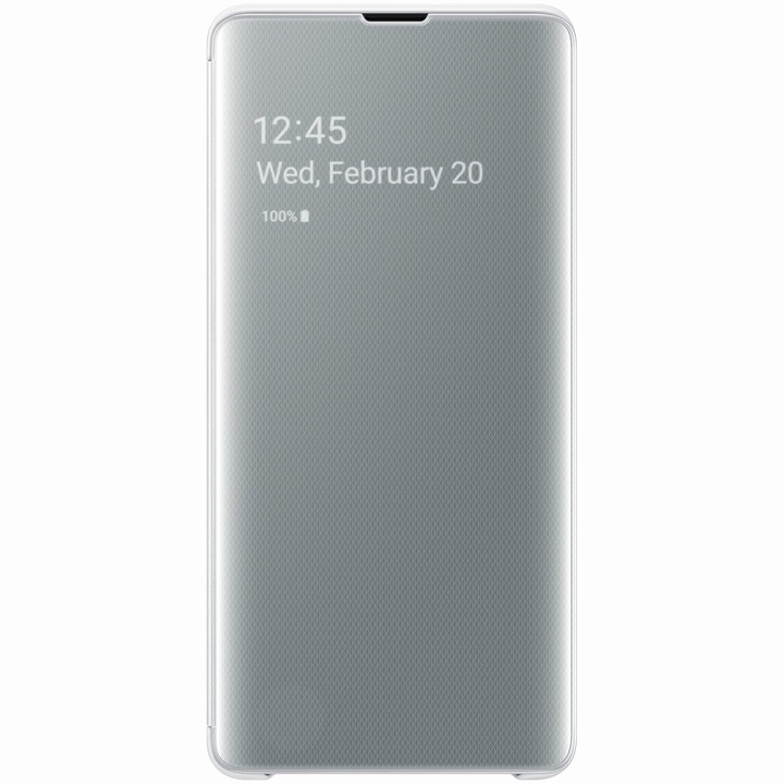 Samsung Galaxy S10 Plus clear view cover gyári tok, Fehér