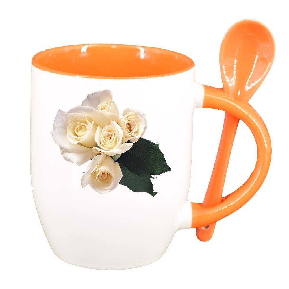 Cana Rose cu lingurita, interior portocaliu, 330ml, D360