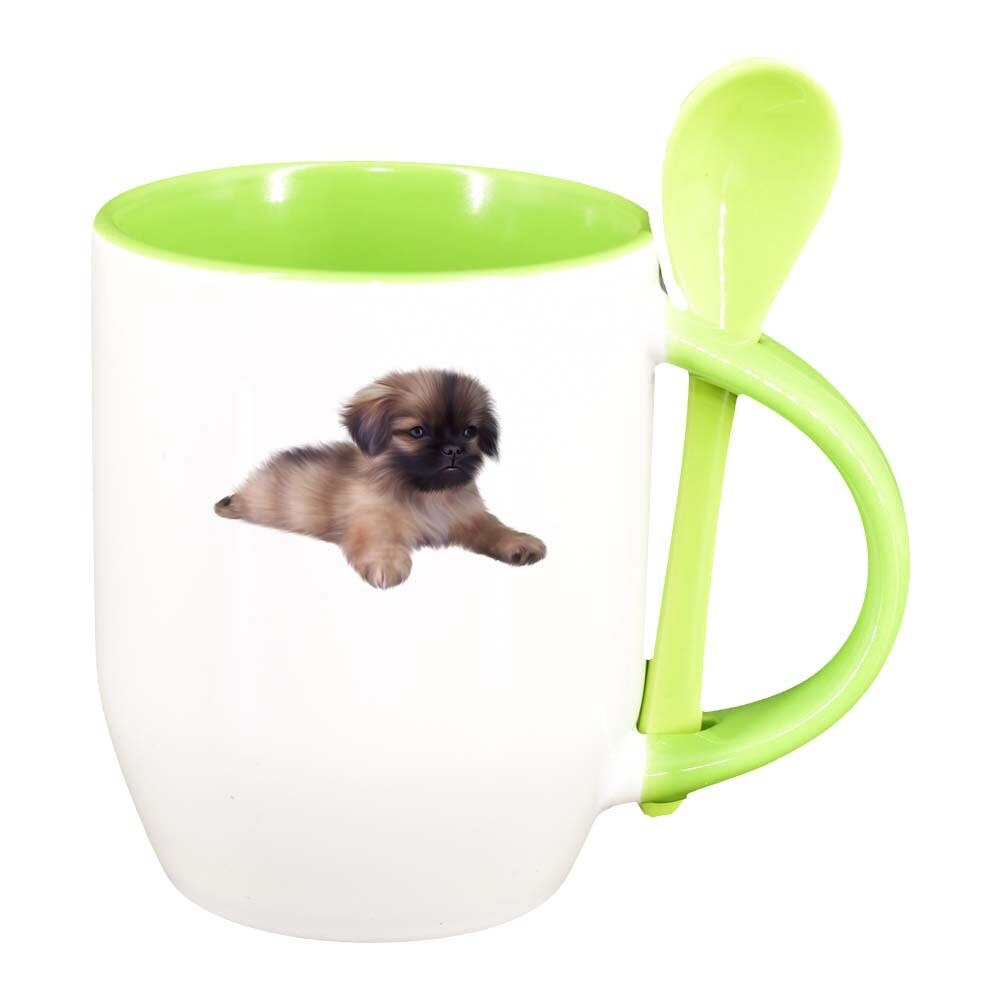 Cana Dog cu lingurita, interior verde deschis, 330ml, D355