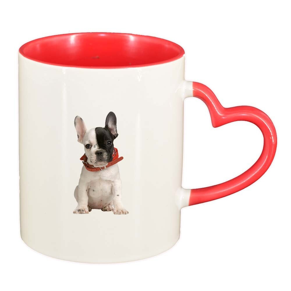 Cana Dog, interior rosu, maner inima, 330ml, D357