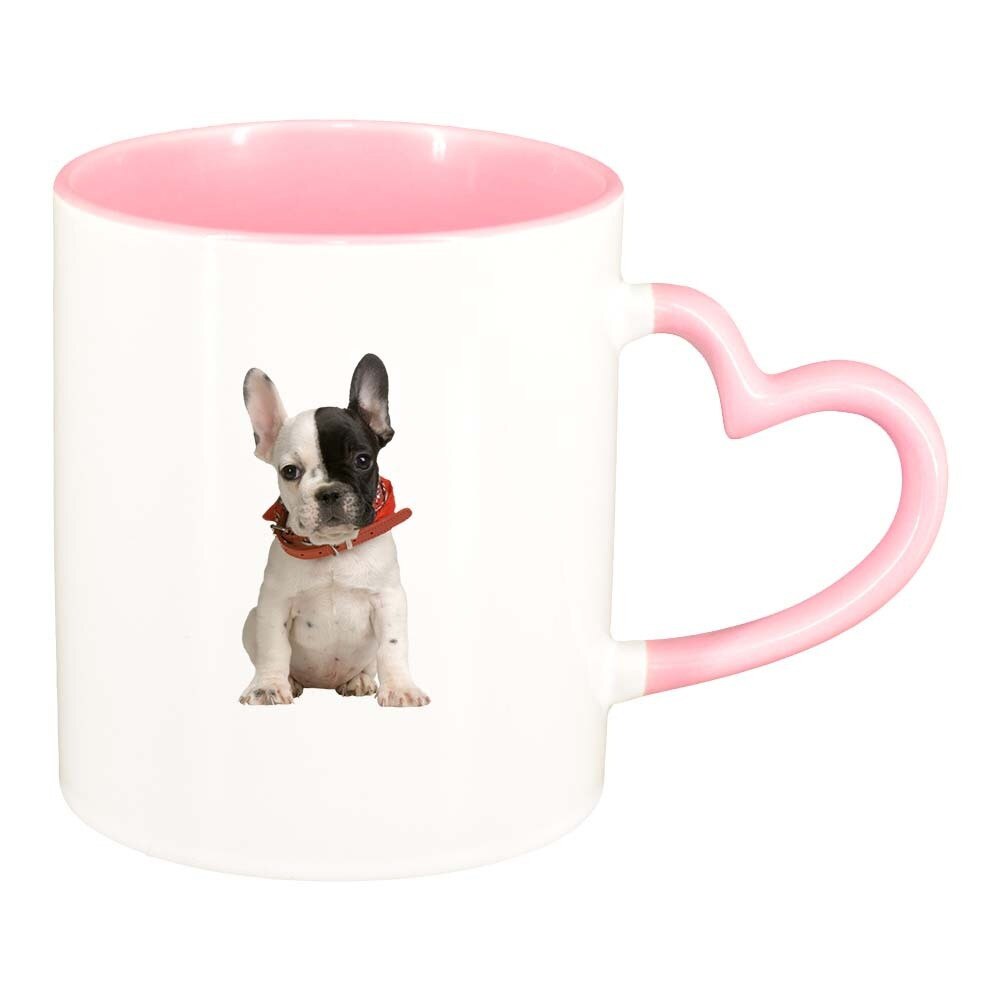 Cana Dog, interior roz, maner inima, 330ml, D357