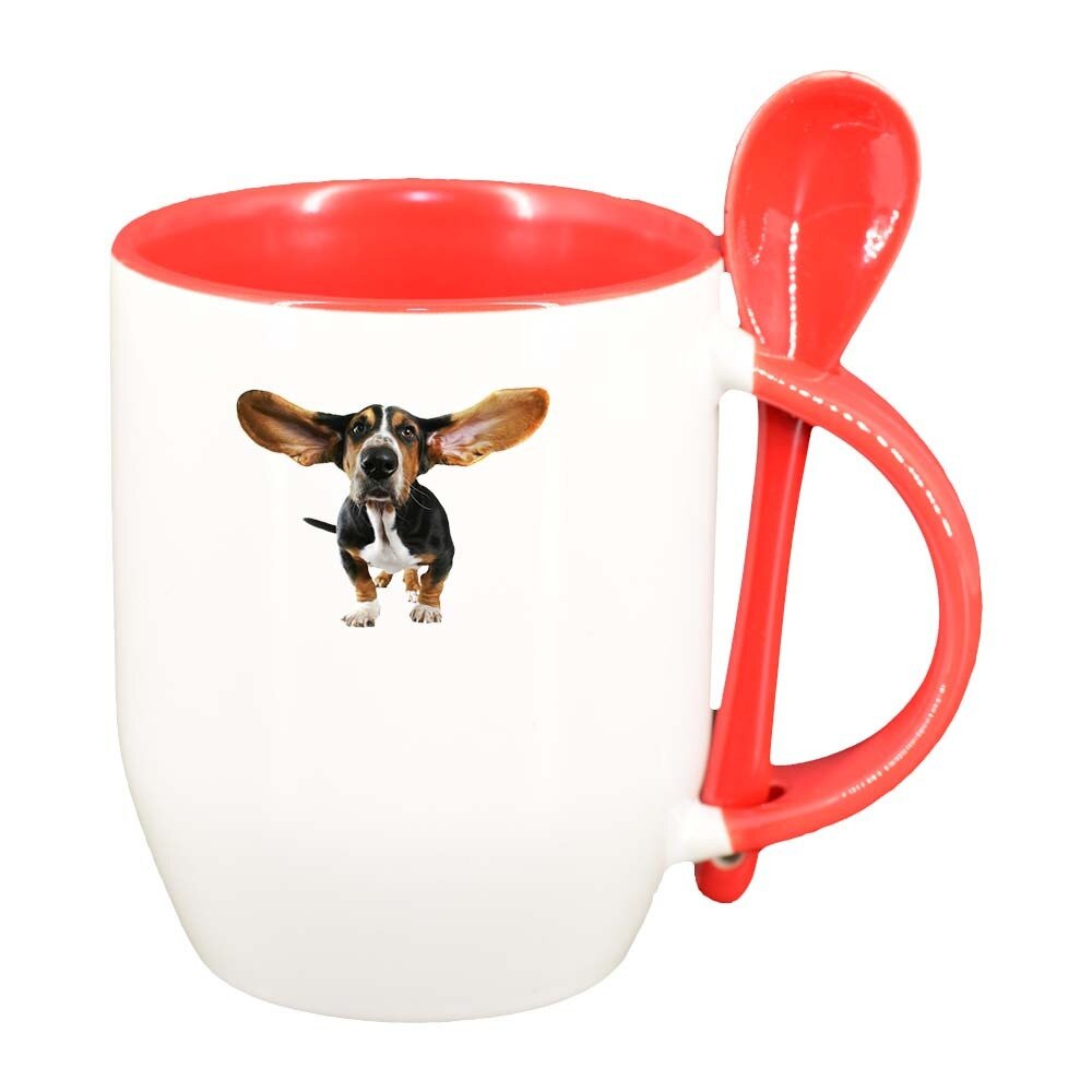 Cana Dog cu lingurita, interior rosu, 330ml, D358