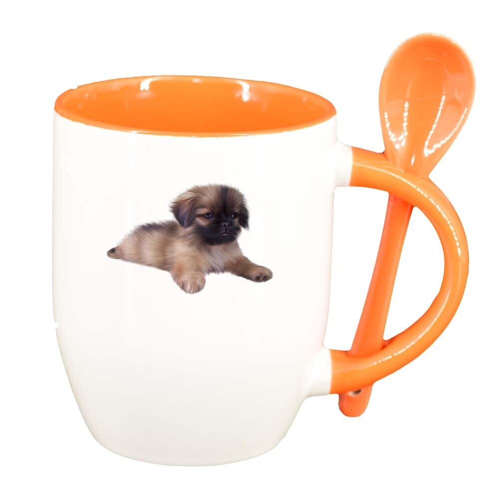 Cana Dog cu lingurita, interior portocaliu, 330ml, D355