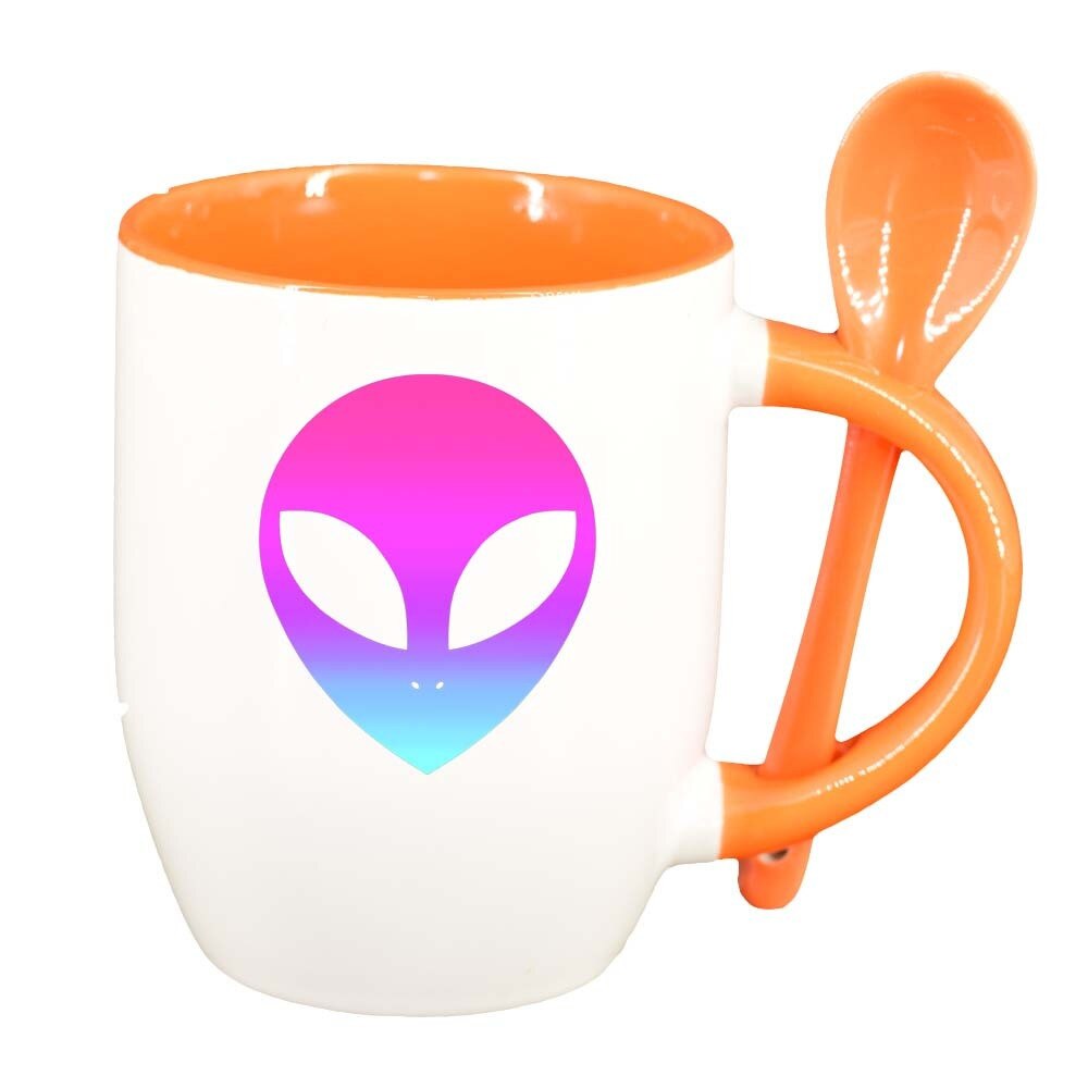 Cana Alien cu lingurita, interior portocaliu, 330ml, D365