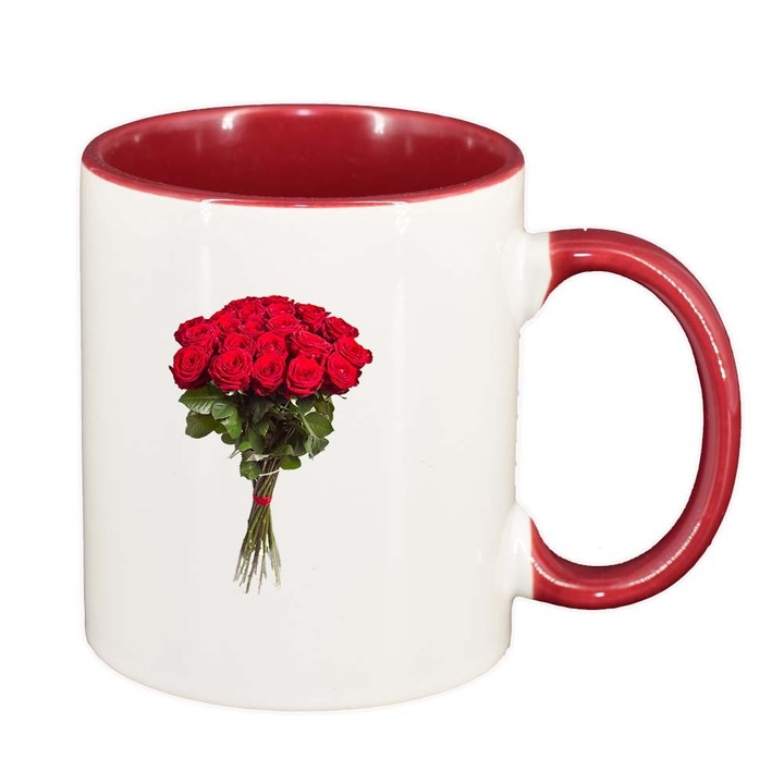 Чаша роза, червена вътрешност, 330 мл, D363