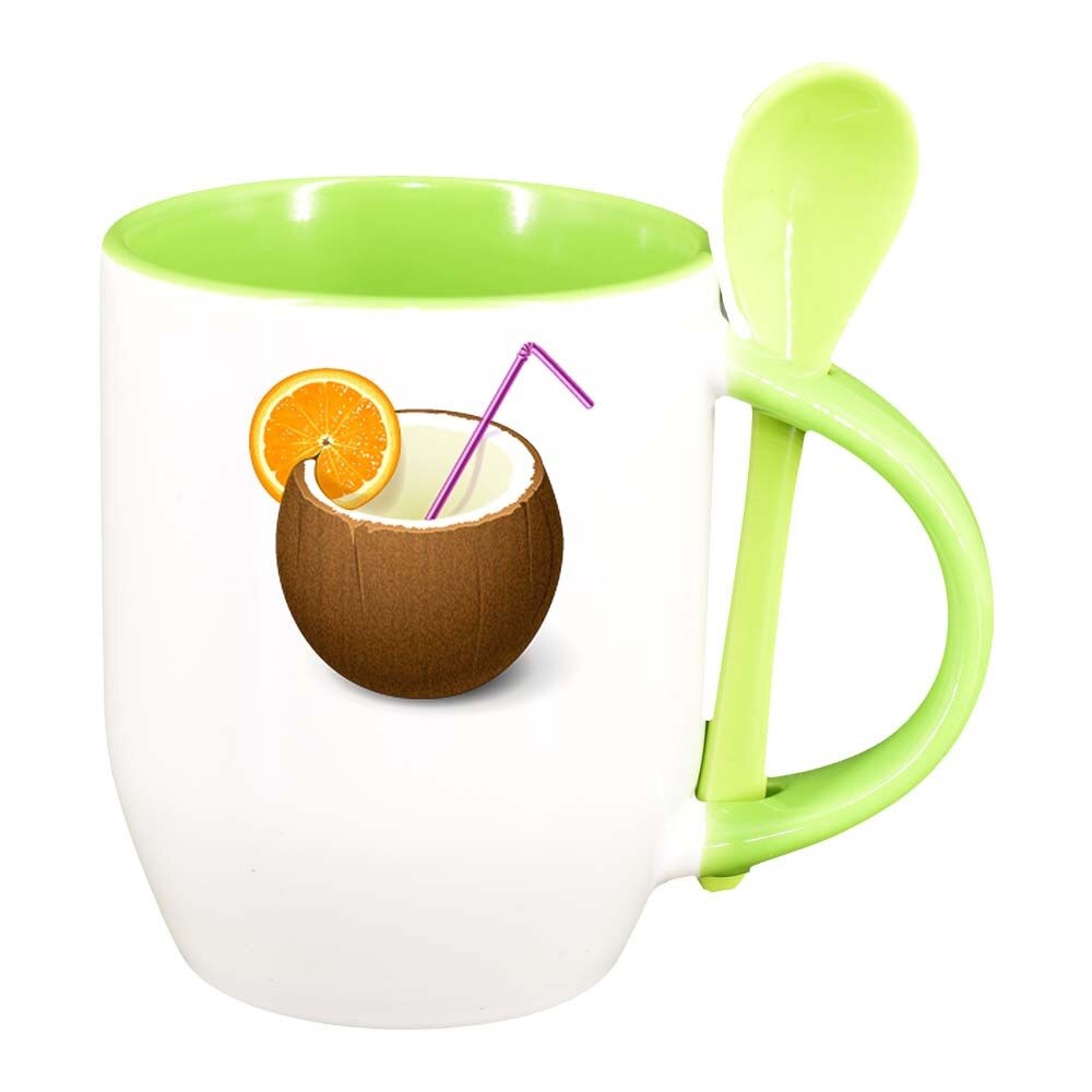 Cana Coctail cu lingurita, interior verde deschis, 330ml, D359