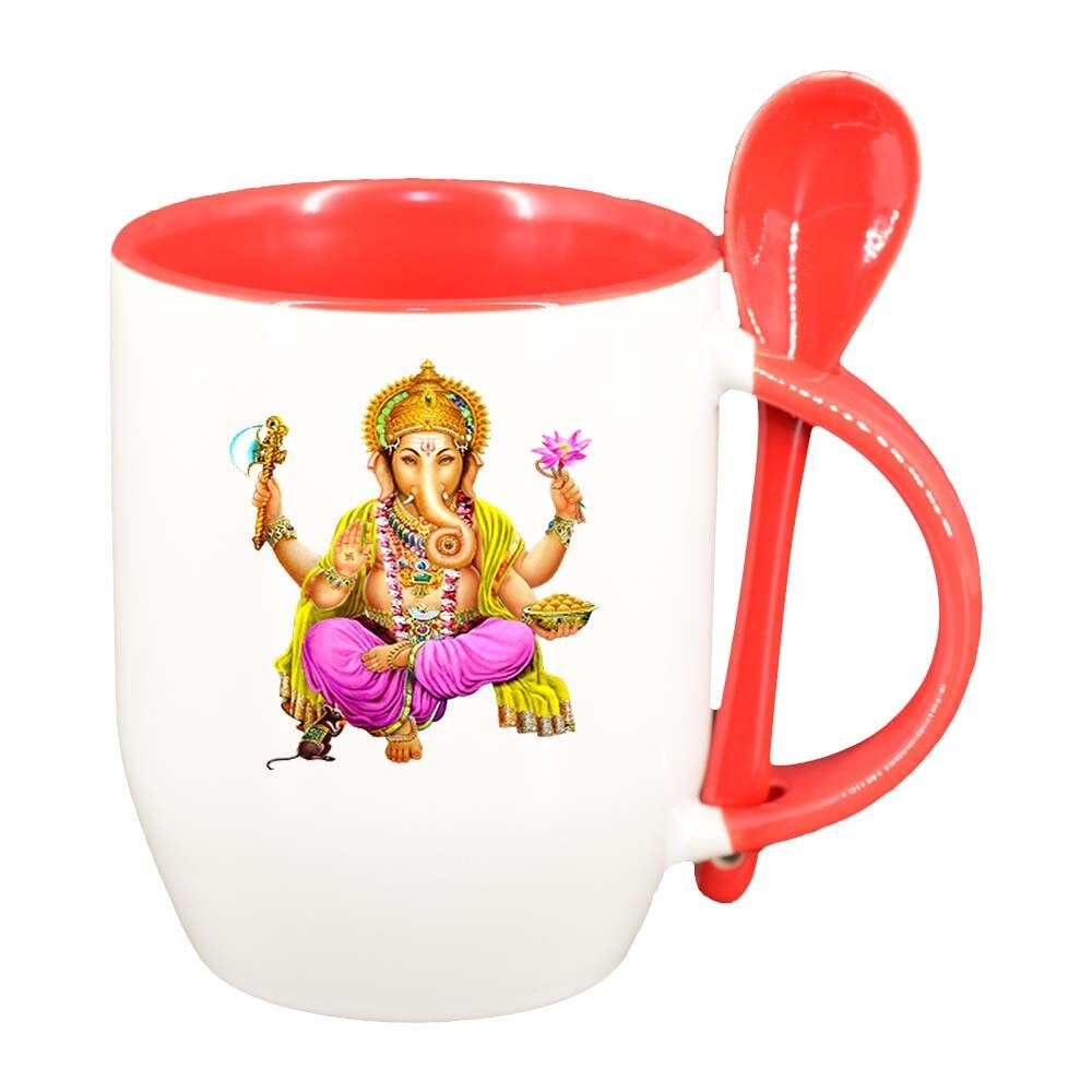 Cana Indian cu lingurita, interior rosu, 330ml, D368