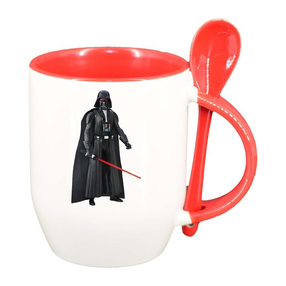 Cana Darth Vader cu lingurita, interior rosu, 330ml, D366