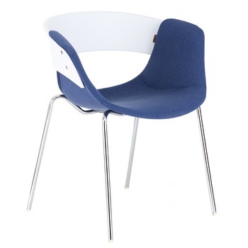 Scaun QMOBILI ARON Albastru, stofa, picioare cromate, spate PP ALB Scaun QMOBILI ARON Albastru, stofa, picioare cromate, spate PP ALB
