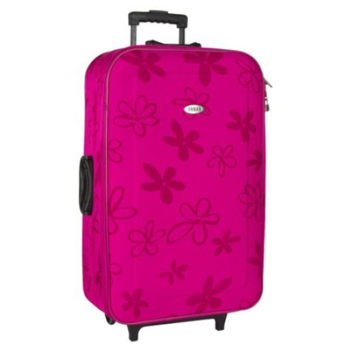 Troler Roz cu Flori Lumi LUXURY®, special pentru aventuri si drumetii, 25,5 L, 55.5x20x37 cm