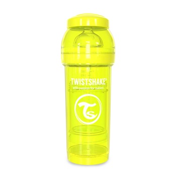 Biberon anti-colici, Twistshake, 260 ml, Yellow, 2 luni + Biberon anti-colici, Twistshake, 260 ml, Yellow, 2 luni +