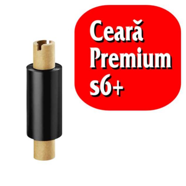 Ribon termic ceara premium 64mm x 74m, pentru imprimante de transfer termic, destinat imprimarii de etichete, INK out,