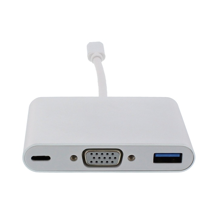 Хъб Thunderbolt 3, USB 3.1 Type C към VGA, USB 3.0 и USB Type C