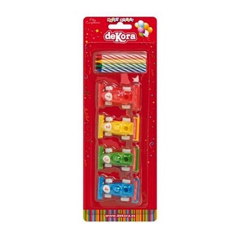 Lumanari aniversare pentru tort cu suport masinute, 4 bucati Lumanari aniversare pentru tort cu suport masinute, 4 bucati