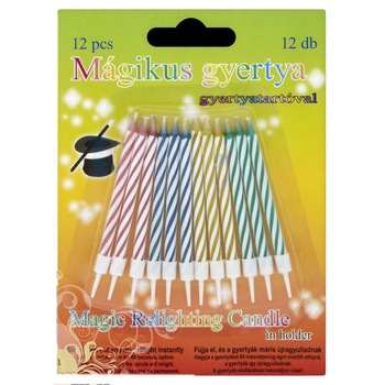 Lumanari aniversare cu reaprindere, 12 bucati Lumanari aniversare cu reaprindere, 12 bucati