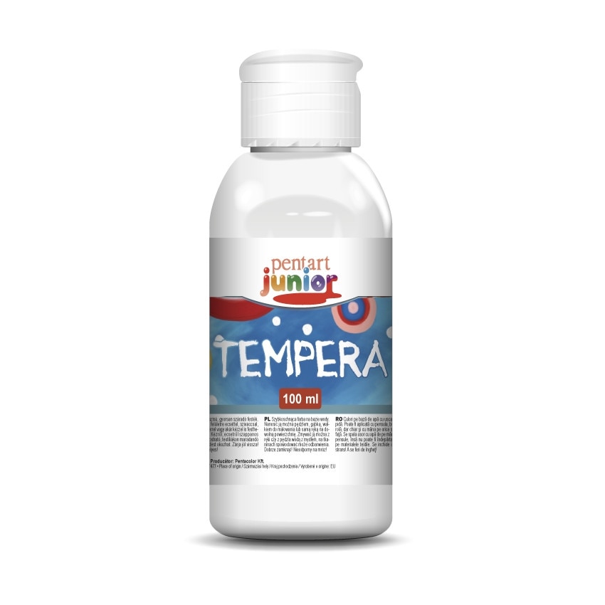 Vopsea tempera pe baza de apa Pentart junior - alb, 100 ml