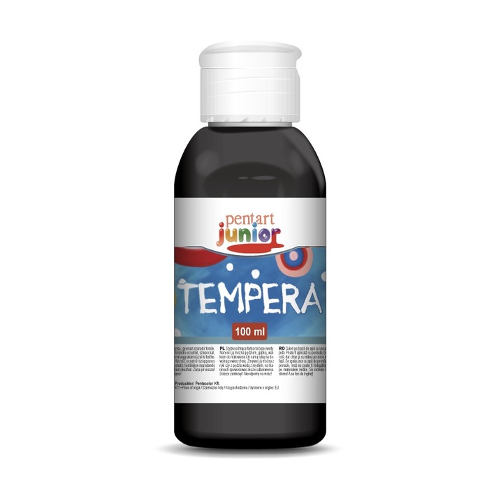 Vopsea tempera pe baza de apa Pentart junior - negru, 100 ml