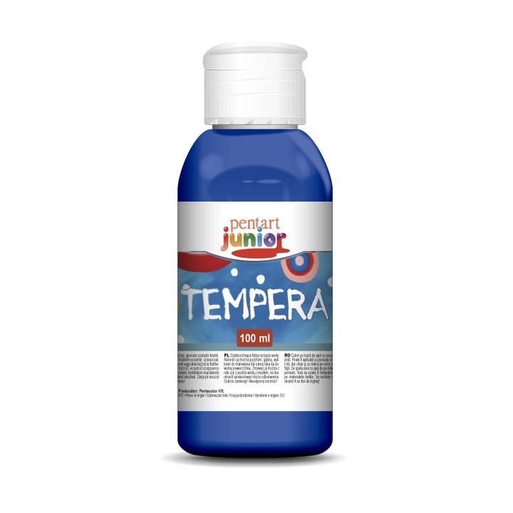 Vopsea tempera pe baza de apa Pentart junior - albastru, 100 ml