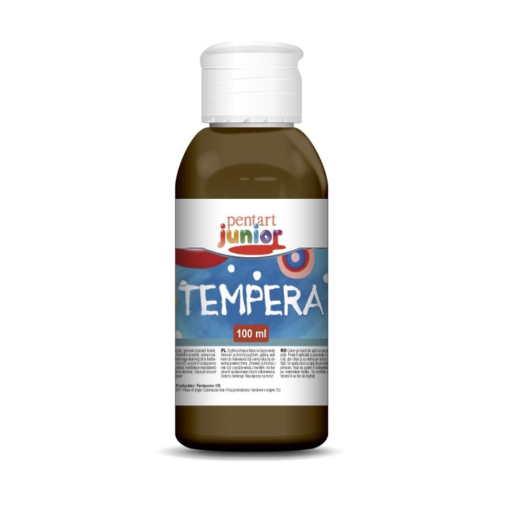 Vopsea tempera pe baza de apa Pentart junior - maro, 100 ml