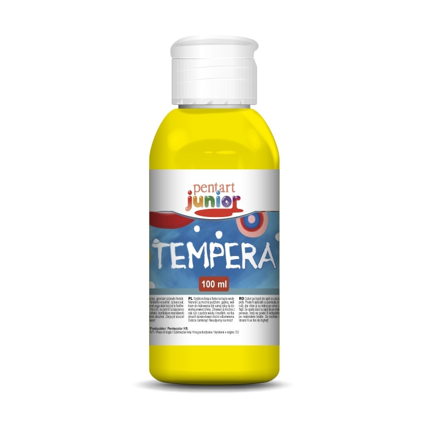 Vopsea tempera pe baza de apa Pentart junior - galben, 100 ml