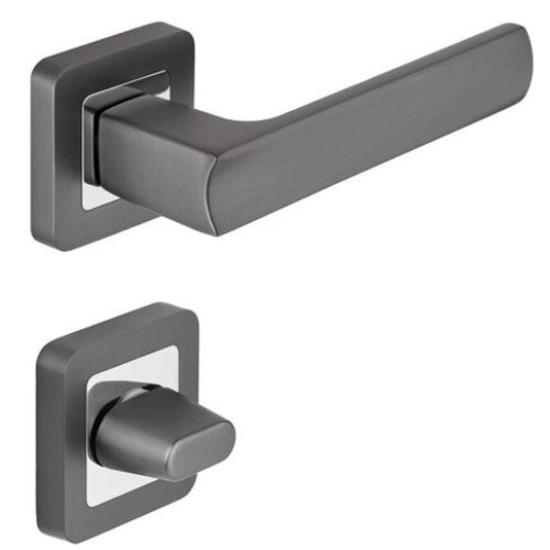 Set manere usa Trend Black cu rozeta wc