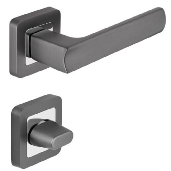 Set manere usa Trend Black cu rozeta wc