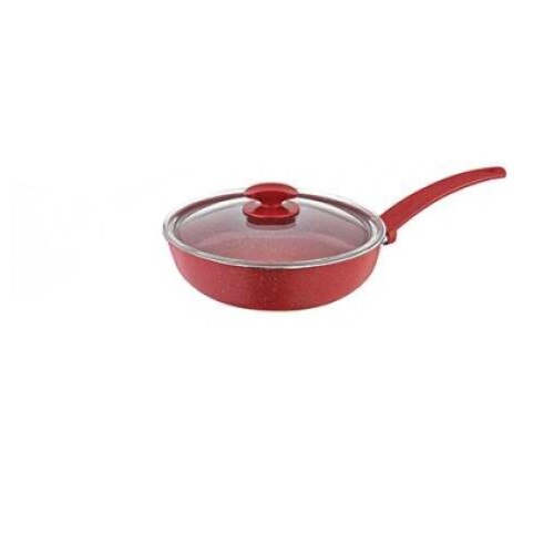 Tigaie teflon cu capac 28cm , corp de aluminiu , rosu