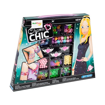 Set de margele si accesorii DIVA CHARM pentru creare de bratari, coliere si cercei CHIC, Accesorii simbolice de diferite forme, dimensiuni si culori care permit fabricarea manuala a propriilor bijuterii Set de margele si accesorii DIVA CHARM pentru creare de bratari, coliere si cercei CHIC, Accesorii simbolice de diferite forme, dimensiuni si culori care permit fabricarea manuala a propriilor bijuterii