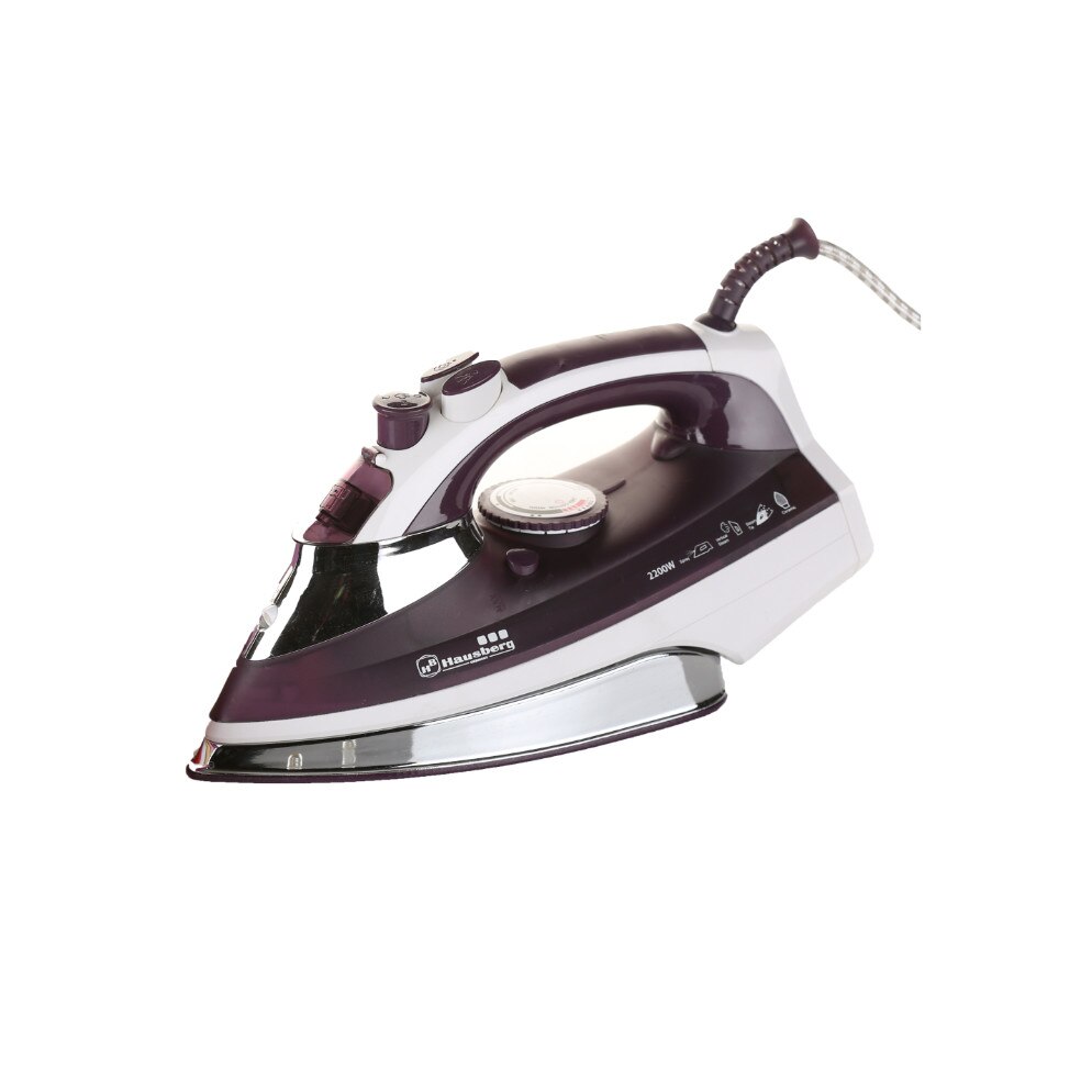 Fier de calcat Hausberg HB-7806M, talpa ceramica, jet de abur 16,7g/min, abur pe verticala 25g/min, sistem antipicurare, sistem autocuratare, 2200W.
