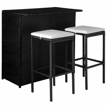 Set bar de exterior, vidaXL, Poliratan, Negru, 102 x 60 x 105 cm Set bar de exterior, vidaXL, Poliratan, Negru, 102 x 60 x 105 cm