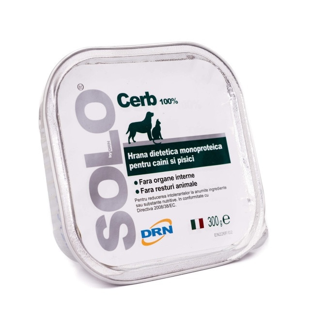 Hrana pentru caini, Solo, conserva monoproteica, carne de cerb 300 g