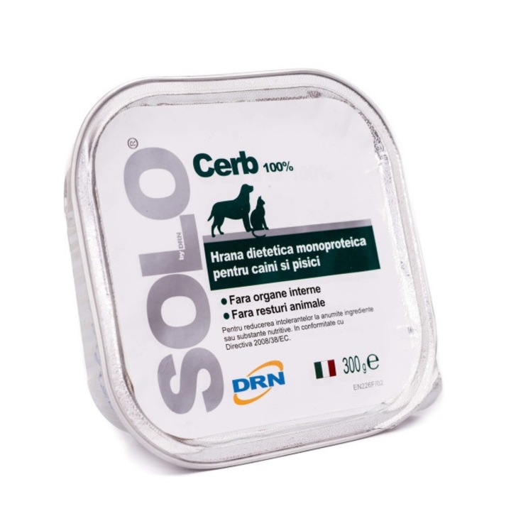 Hrana pentru caini, Solo, conserva monoproteica, carne de cerb 300 g