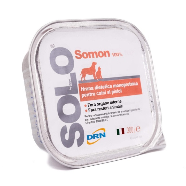 Hrana pentru caini, Solo, conserva monoproteica, carne de somon 300 g