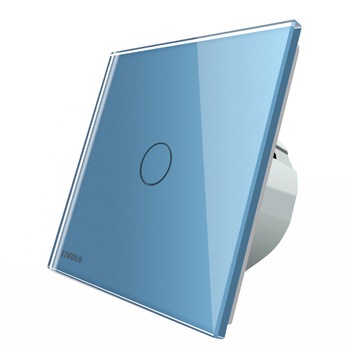 Intrerupator simplu wireless cu touch Livolo din sticla, Albastru
