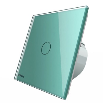 Intrerupator simplu wireless cu touch Livolo din sticla, Verde Intrerupator simplu wireless cu touch Livolo din sticla, Verde