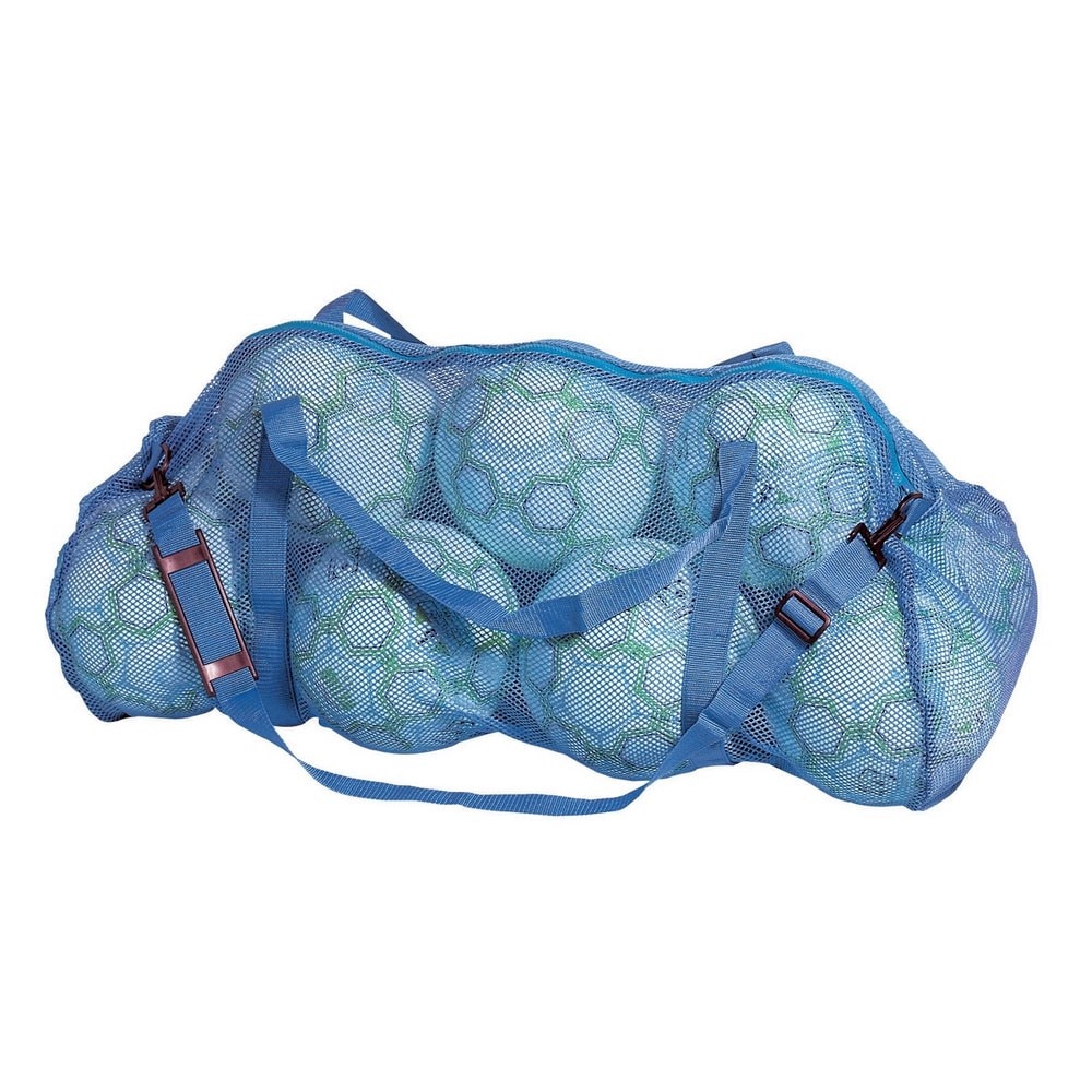 Geanta pentru mingi, tip plasa, cu fermoar, manere si curea umar reglabila, Tremblay, Albastru