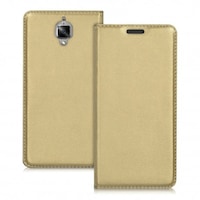 Husa Oneplus 3 / 3t, piele ecologica, gold, 38832.21