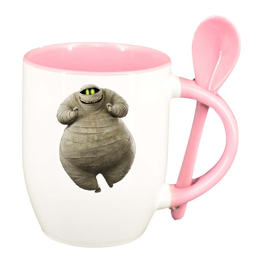 Cana Ghost cu lingurita, interior roz, 330ml, D372