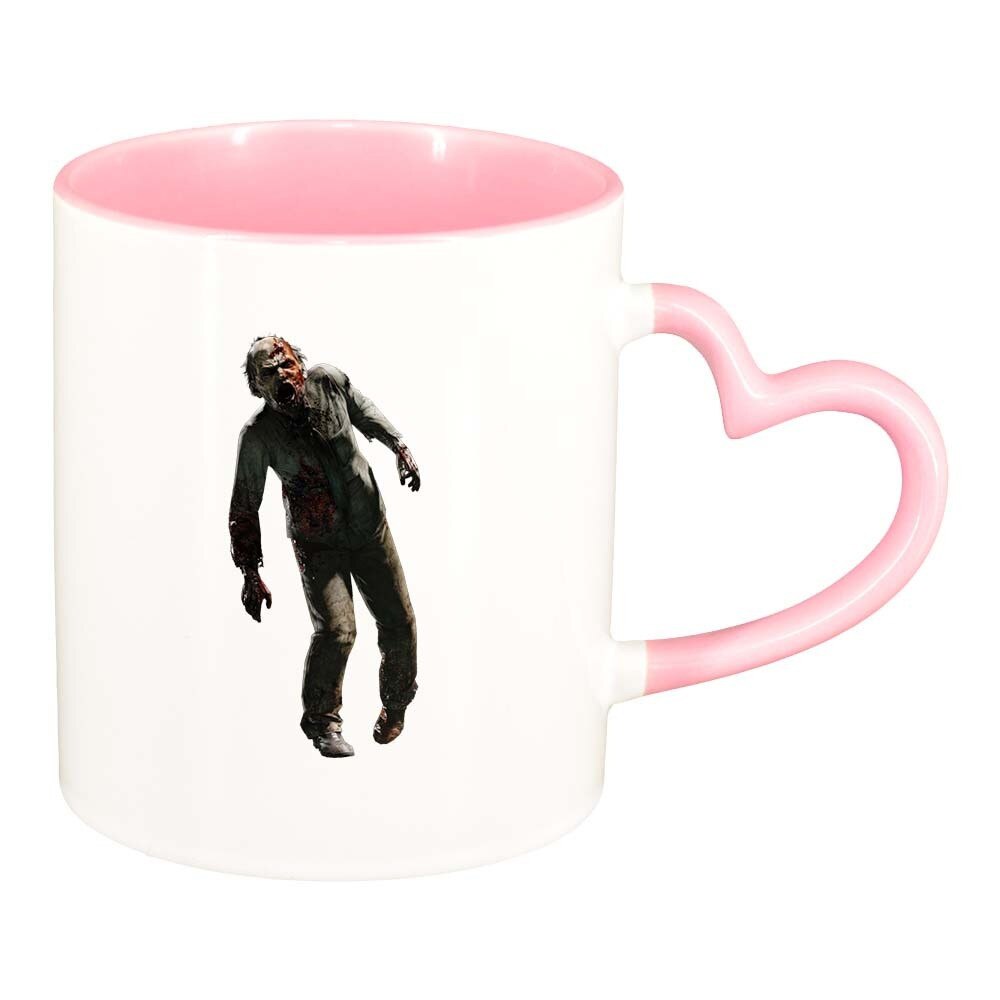 Cana Zombie, interior roz, maner inima, 330ml, D374