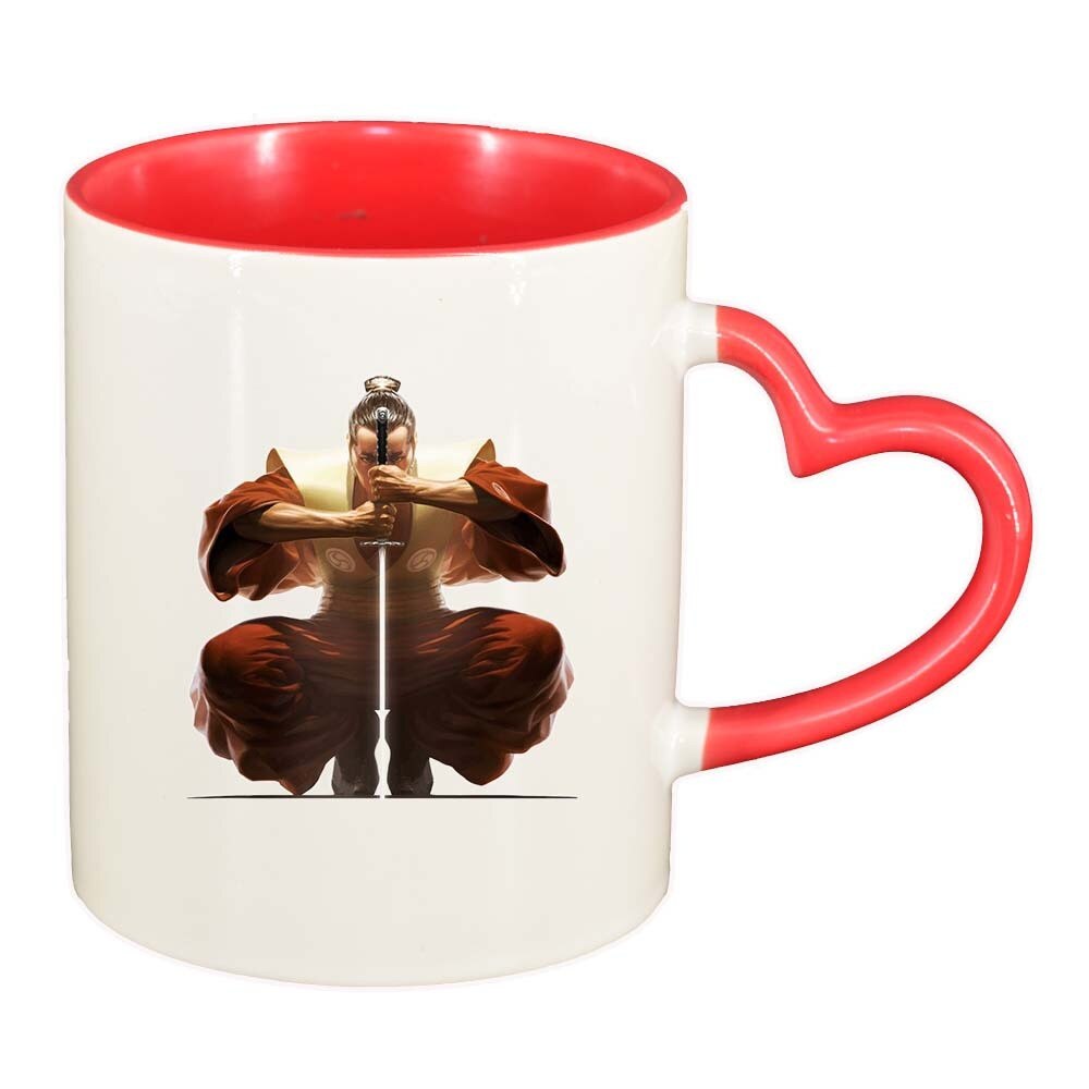 Cana Warrior, interior rosu, maner inima, 330ml, D376