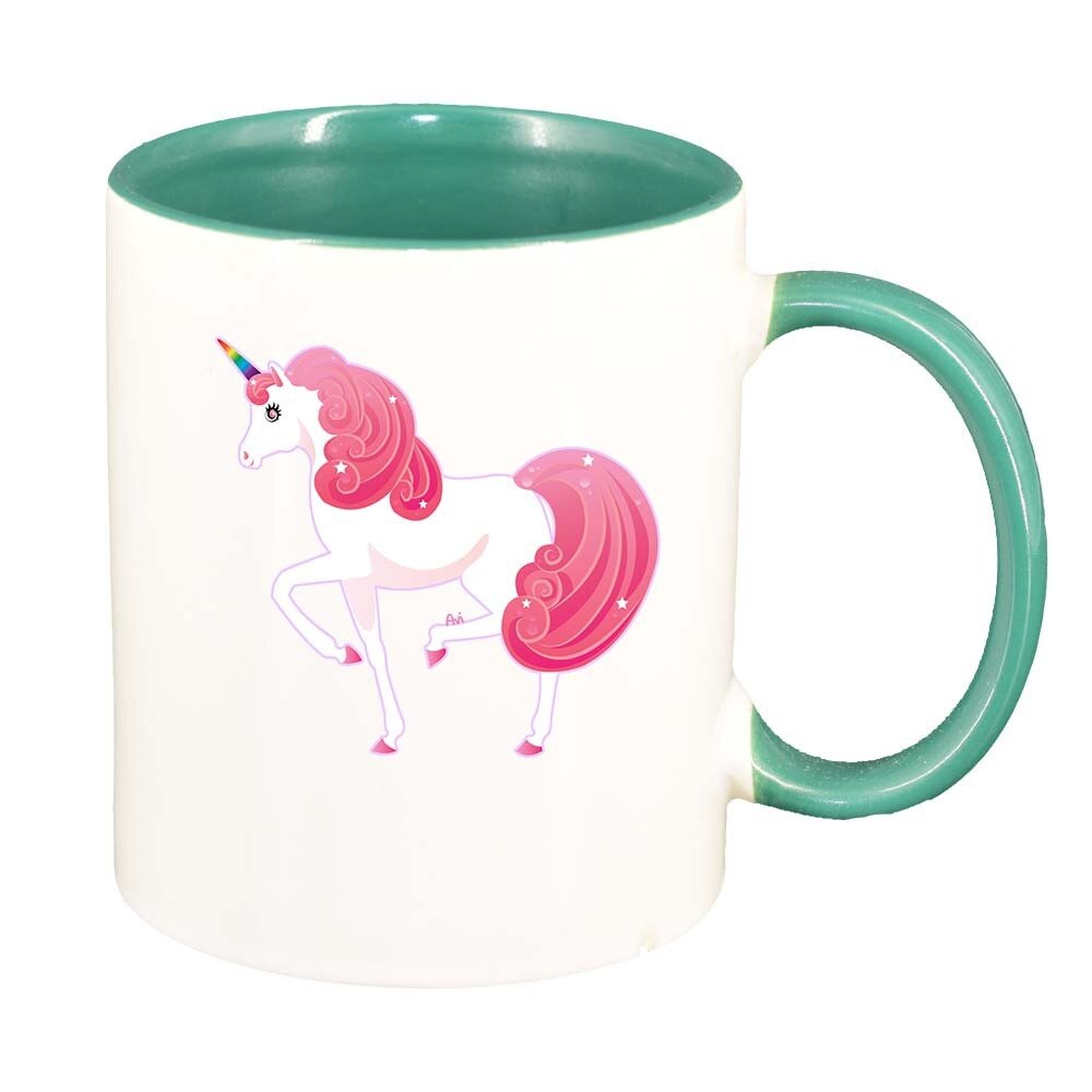 Cana Unicorn, interior verde, 330ml, D373