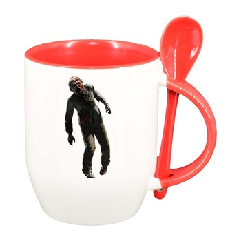 Cana Zombie cu lingurita, interior rosu, 330ml, D374 Cana Zombie cu lingurita, interior rosu, 330ml, D374