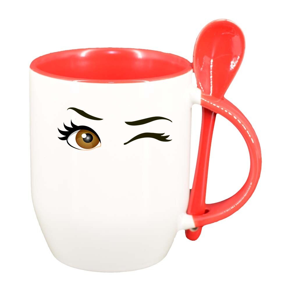 Cana Blink cu lingurita, interior rosu, 330ml, D375