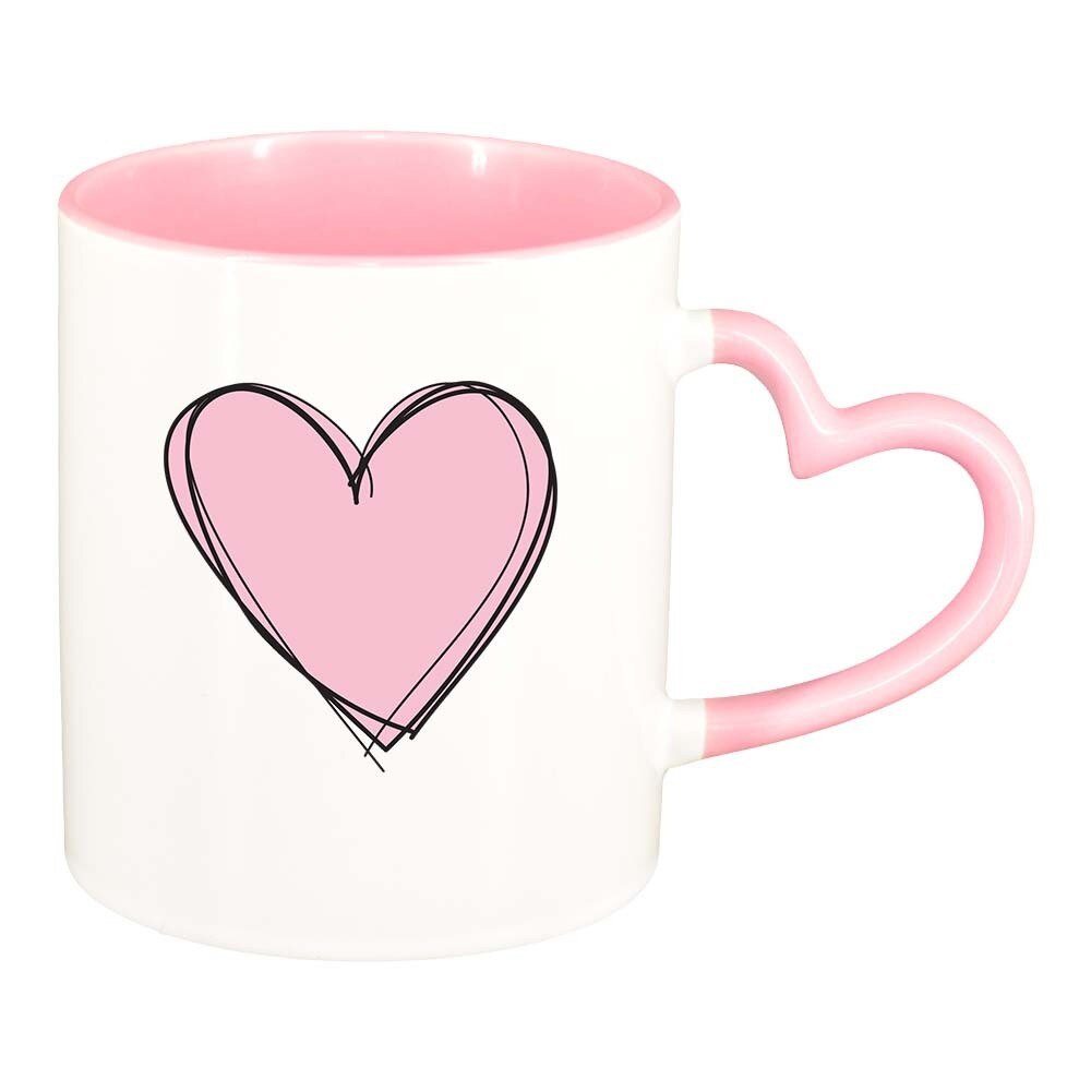 Cana Love, interior roz, maner inima, 330ml, D381