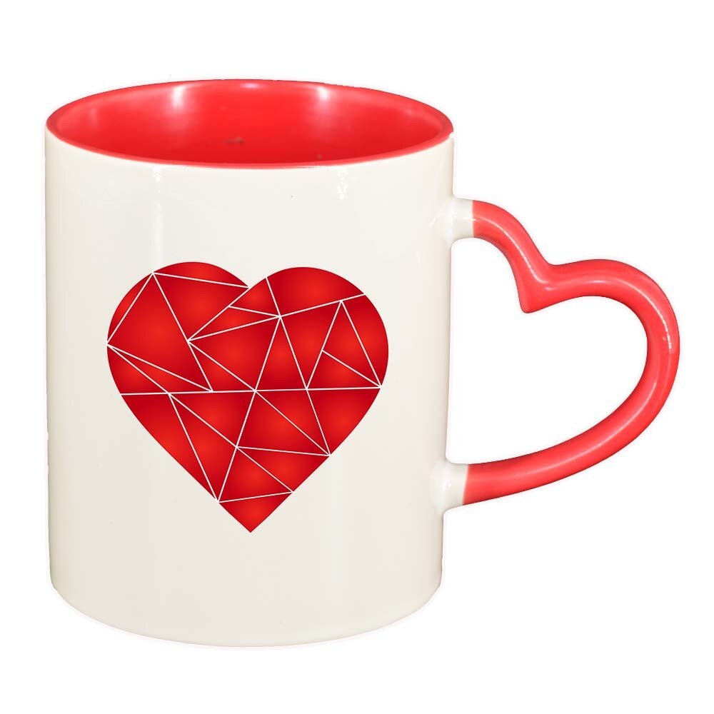 Cana Love, interior rosu, maner inima, 330ml, D383