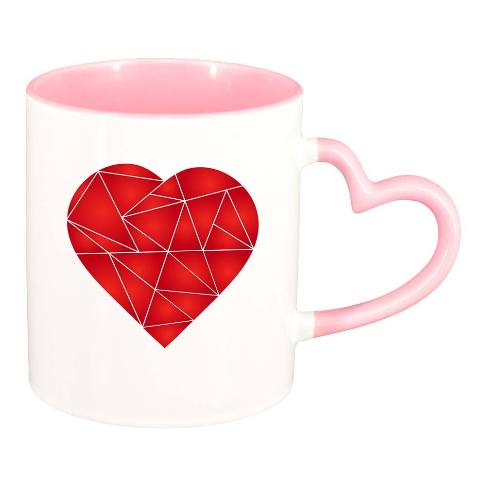 Cana Love, interior roz, maner inima, 330ml, D383