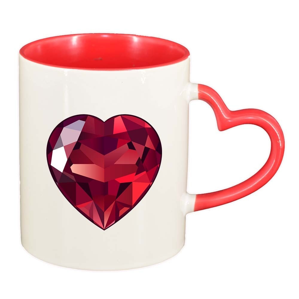 Cana Love, interior rosu, maner inima, 330ml, D382