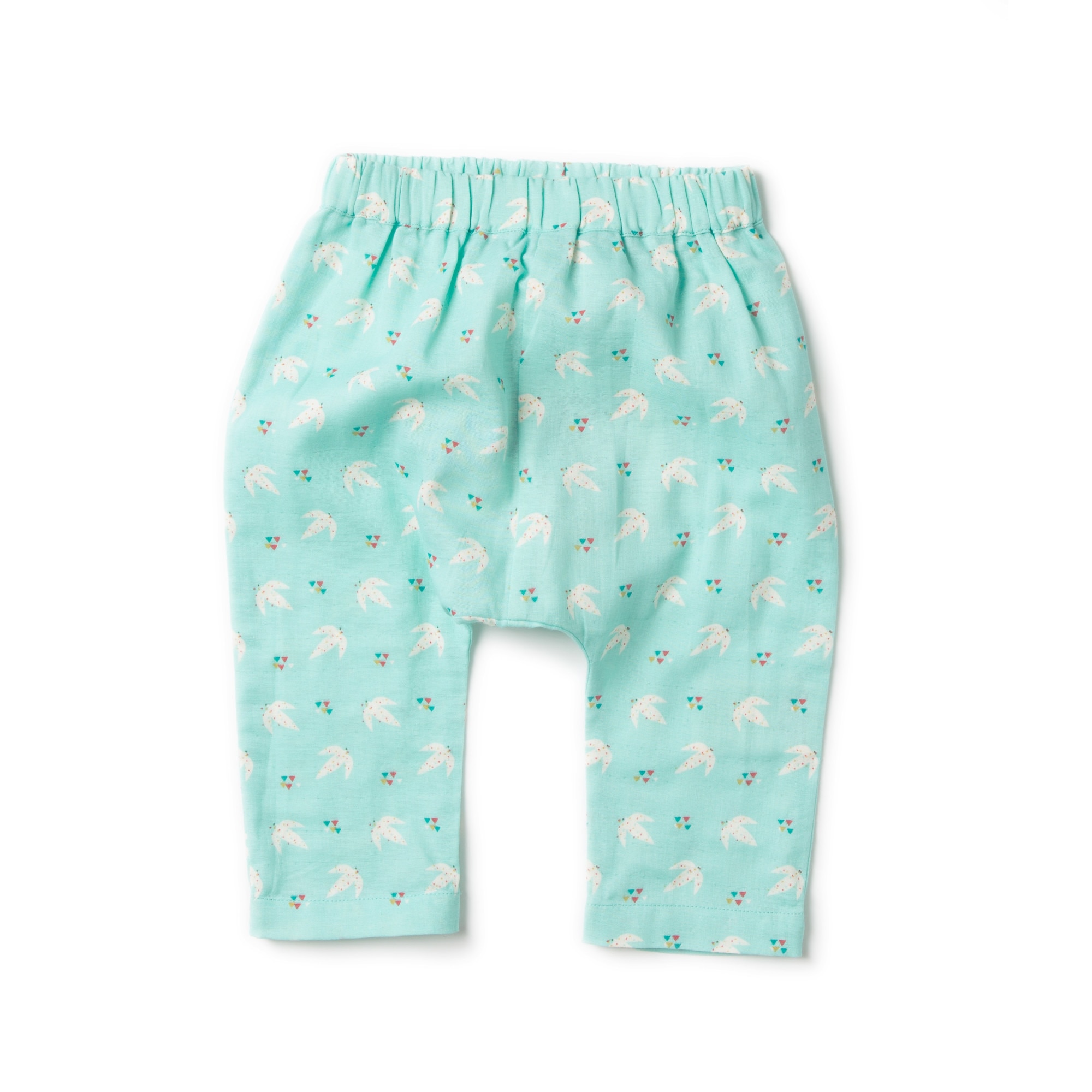 Pantaloni „zbor liber”, bumbac organic, albastru azur, bebe