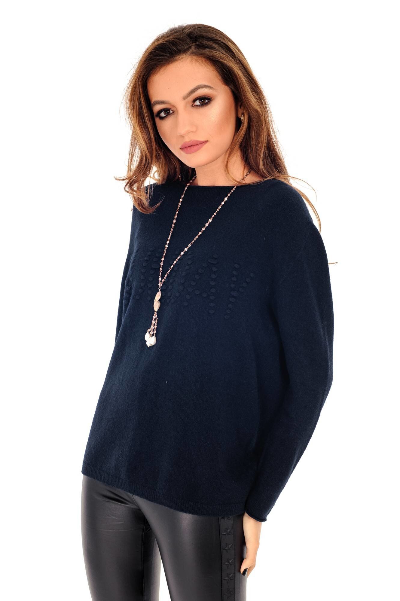 Bluza de dama, bleumarin, ROH, catifelata si calduroasa, M