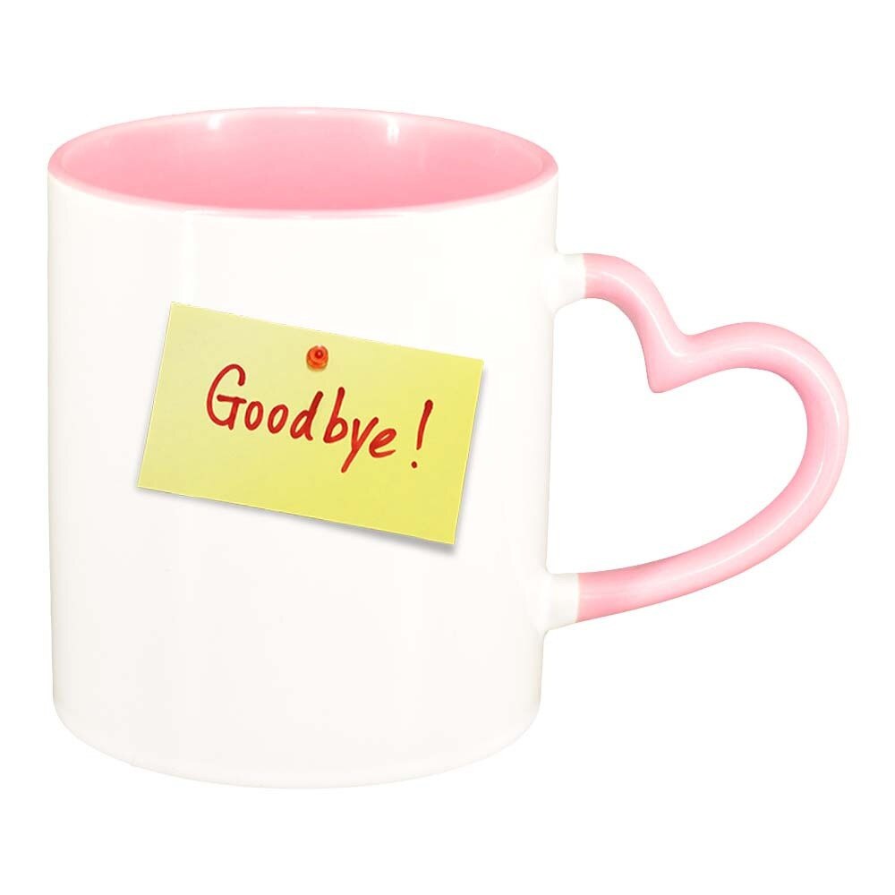 Cana Goodbye, interior roz, maner inima, 330ml, D387